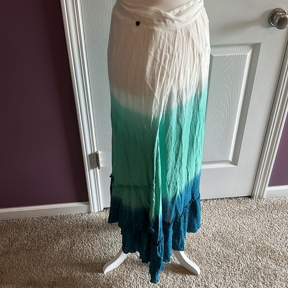 Z and L wrap skirt swim suit cover green ombre white silver stripe size medium - Picture 6 of 8